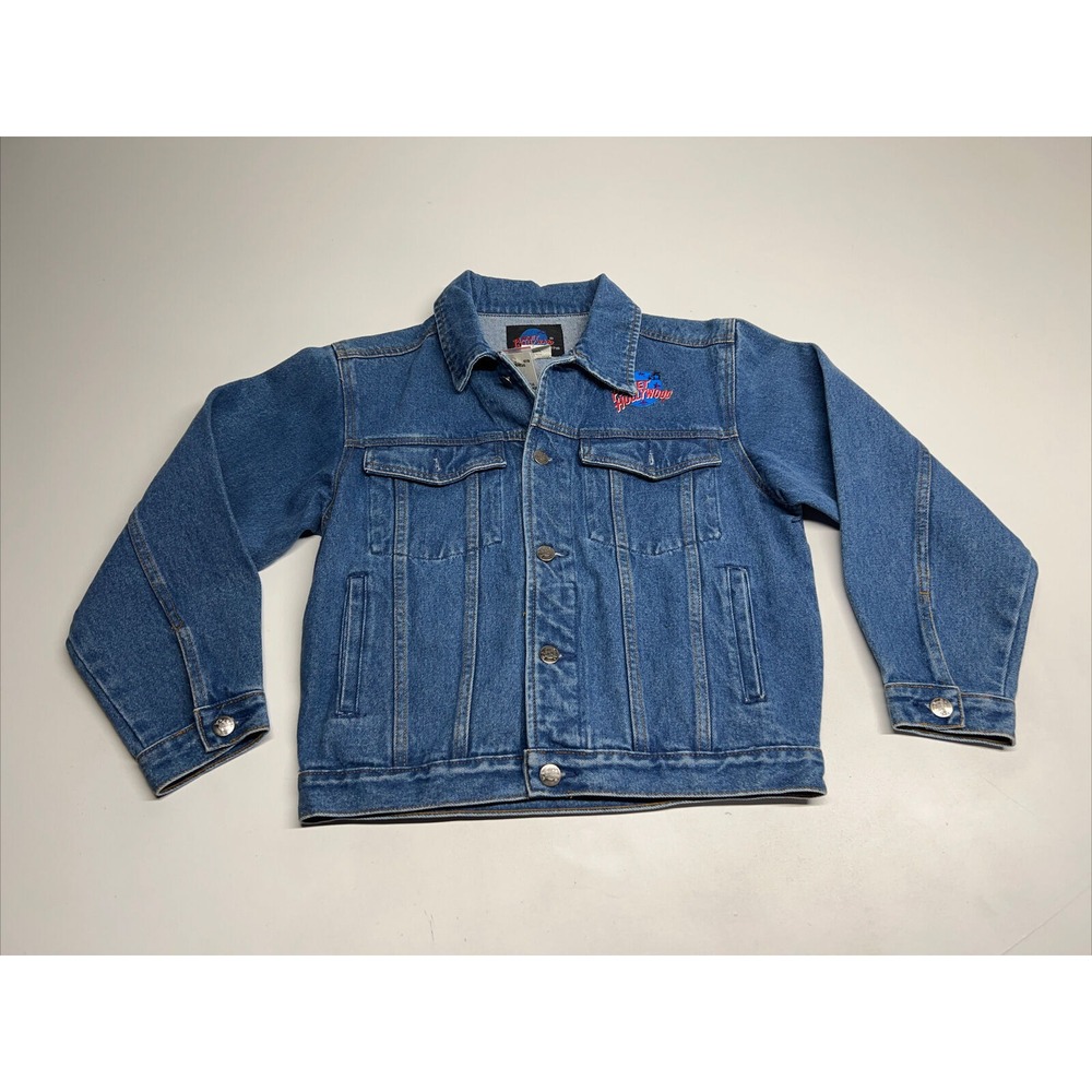Vintage Denim Jean Trucker Jacket 1991 Planet Hollywood Youth Sz Large‎ Souvenir